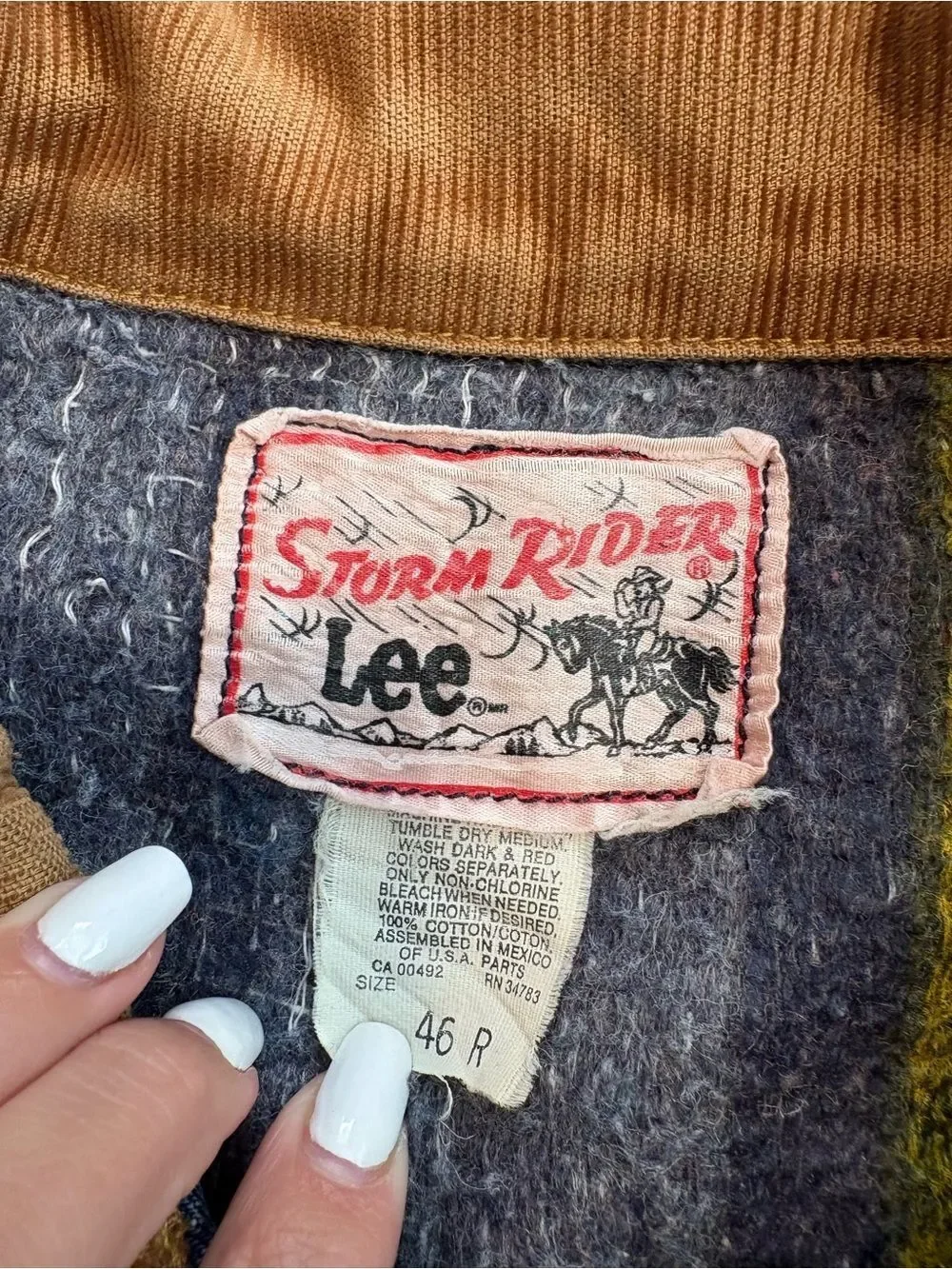 Vintage Lee Storm Rider Denim Jacket XL 46 R Blanket Lined CHORE COAT